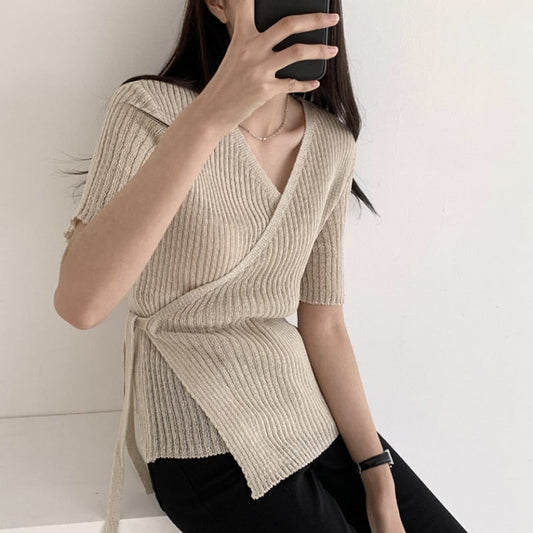 【tops】VネックニットトップスG21048