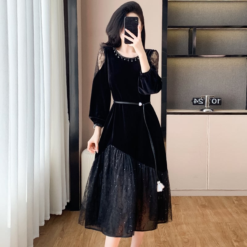 【dress】チュールドッキングワンピース　M27510