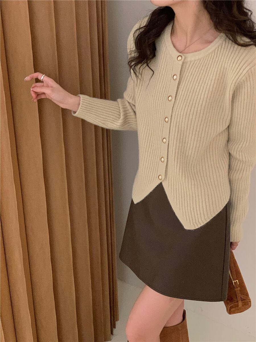 【outer】クルーネックニットカーデ　M18884