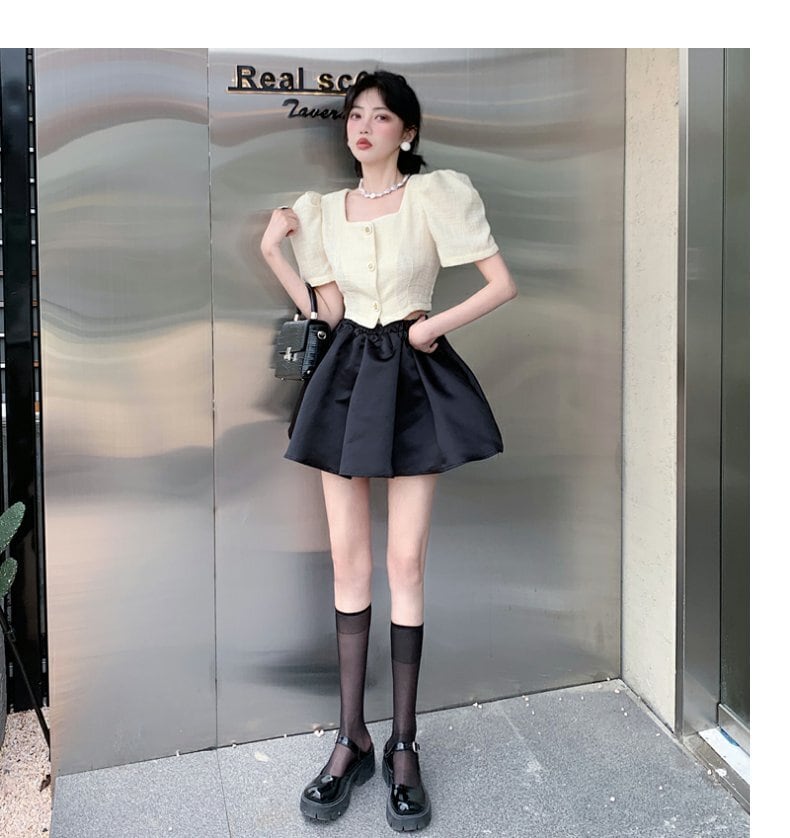 【set】パフスリーブブラウス+スカート２点セットG20680