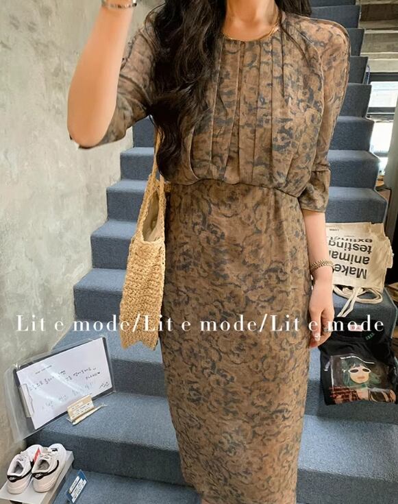 【dress】シンプルプリントワンピース G21094