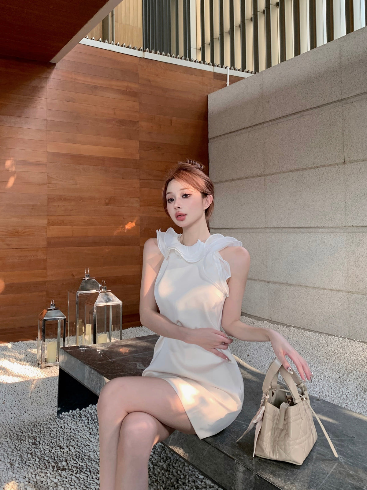 【dress】フリルノースリーブワンピース　M24008