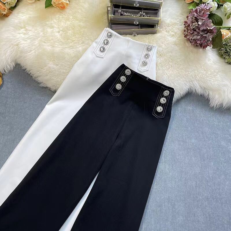 【bottoms】細身効果抜群♪2色ハイウエスト合わせやすいファスナー無地ガウチョパンツF1554