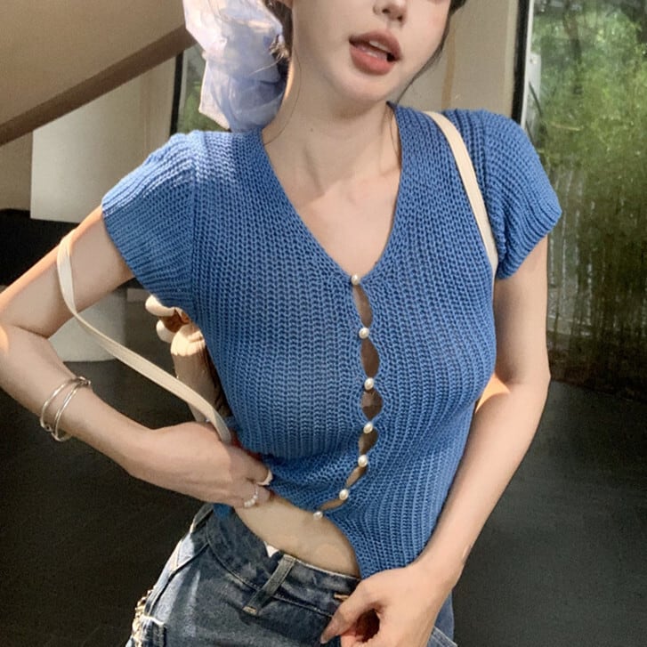 【tops】ニットTシャツ　M24240