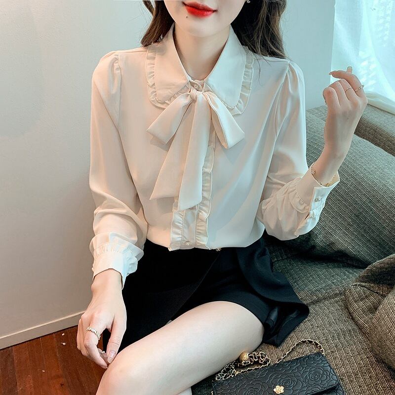 【tops】リボン付きシャツトップス　M28974