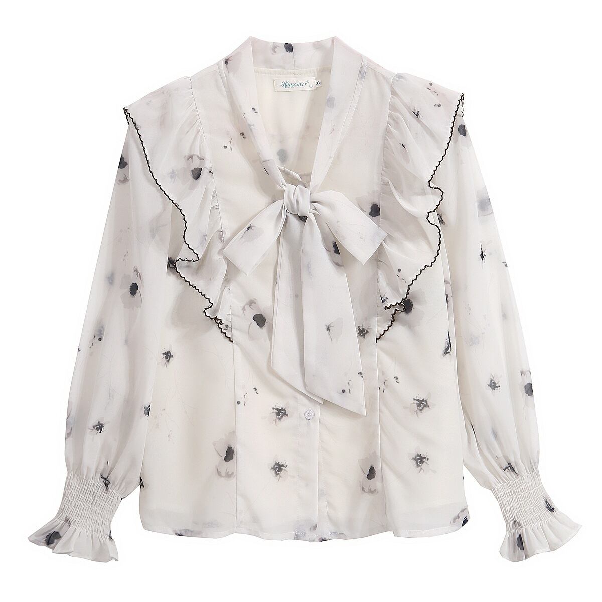 【tops】リボン付きシャツトップス　M18477