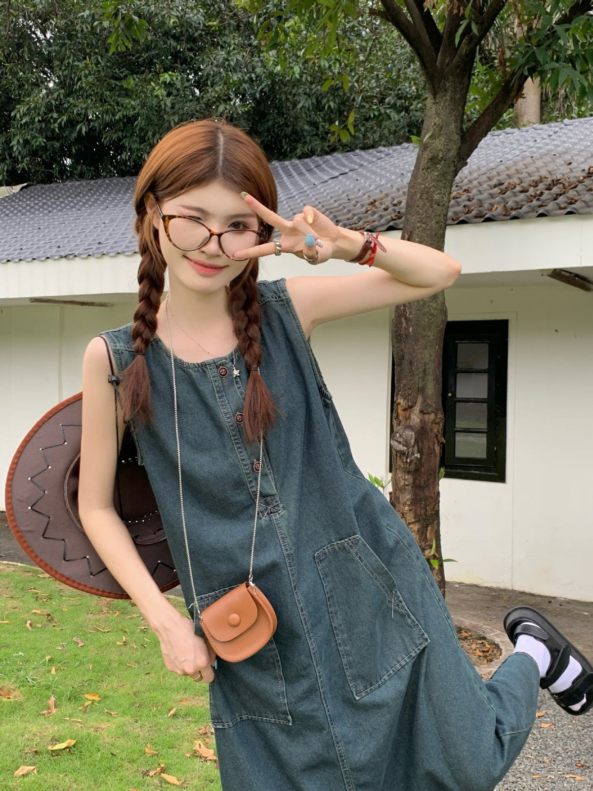 【dress】ノースリーブデニムワンピース　M25107