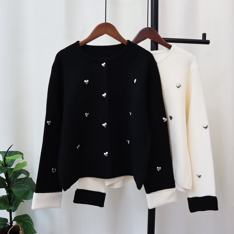 【outer】ハートモチーフニットカーディガン　N2710