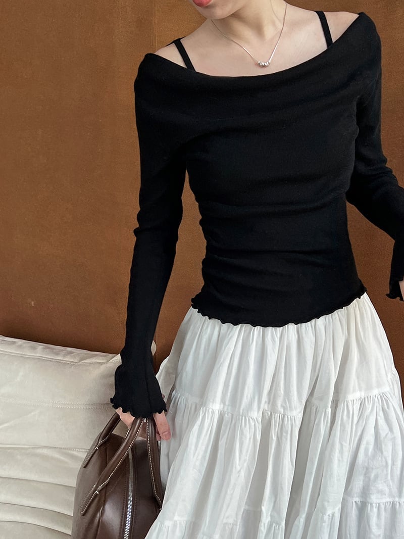 【tops】レイヤードニットトップス　N2875