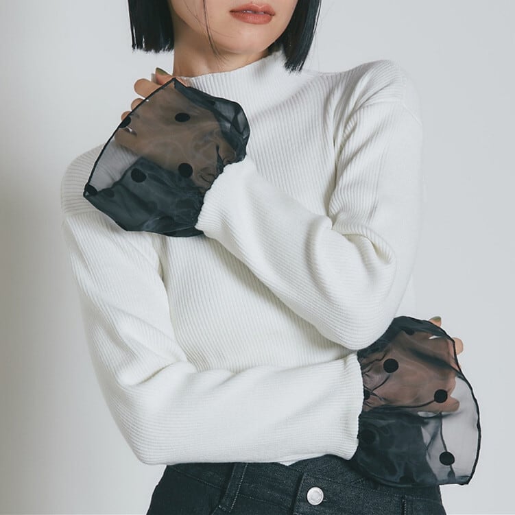 【tops】ドッキングニットトップス　M28038