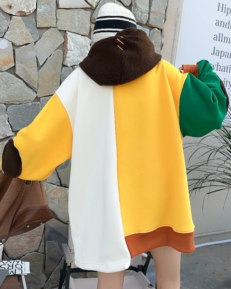 【tops】切り替え裏起毛フーディー      N2161