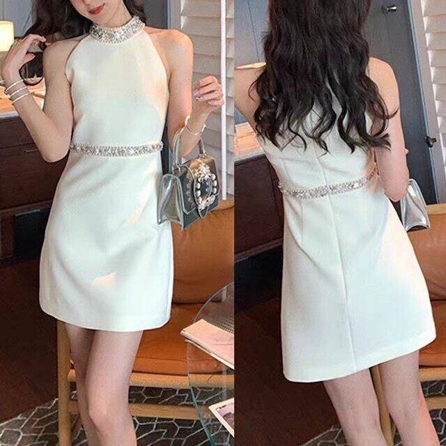 【dress】好感度満載！披露宴二次会ノースリーブウェスト絞り人気デートワンピースF5575