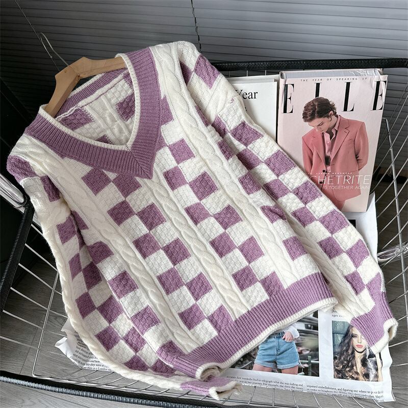 【tops】Vネックニットセーター　M18573