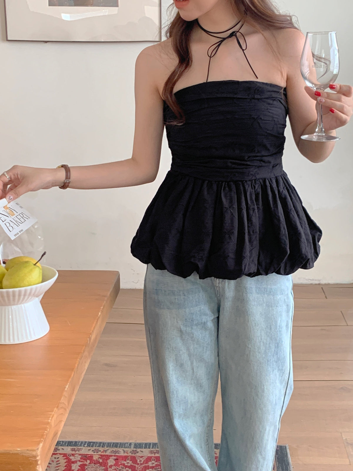 【tops】リボンプリントベアトップ　M24485