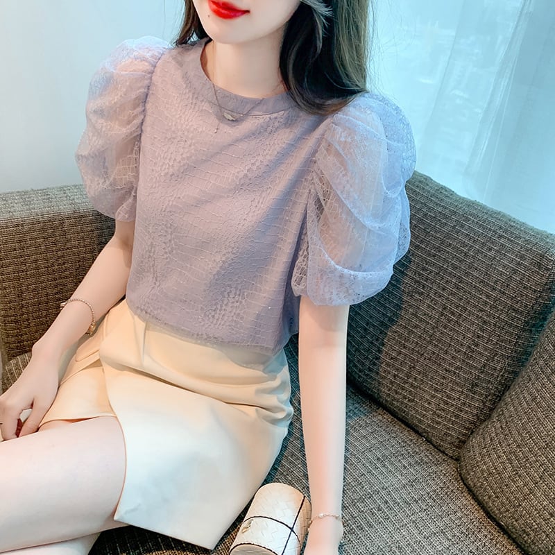 【tops】レースパフスリーブ ブラウスG21542