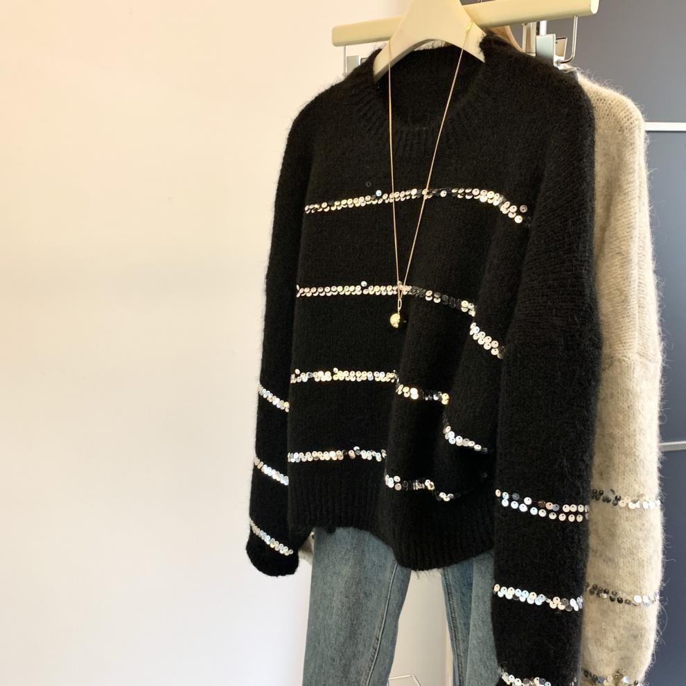 【tops】スパンコールニットセーター　M29252