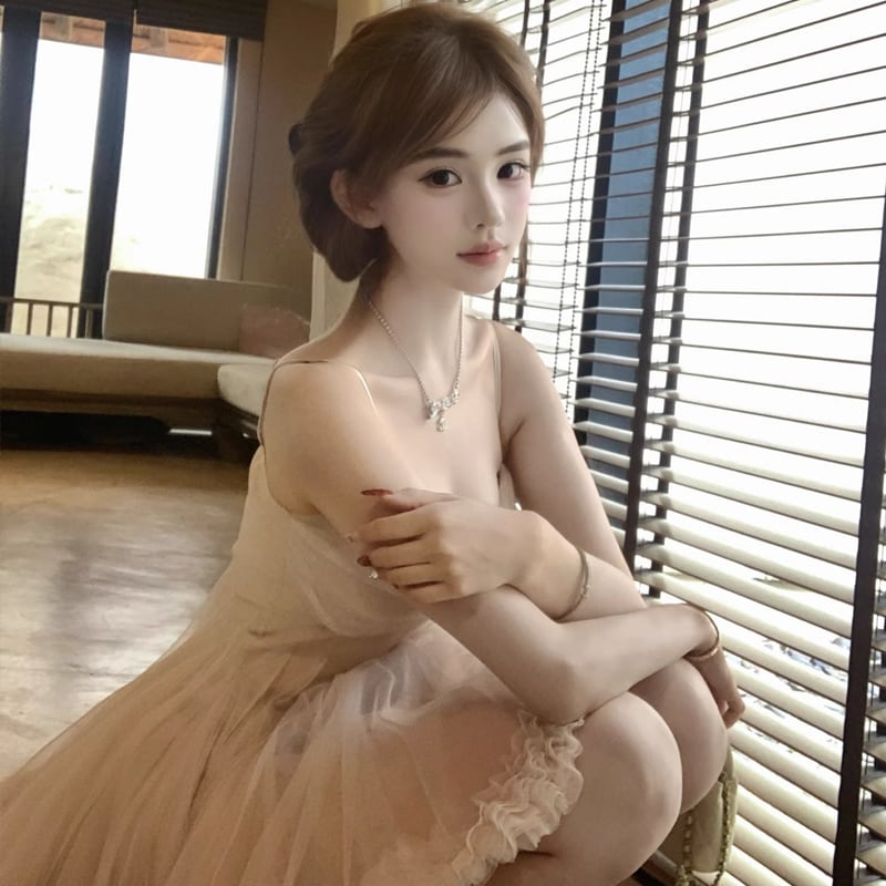 【dress】ギャザーフリルチュールミニワンピース Q8417