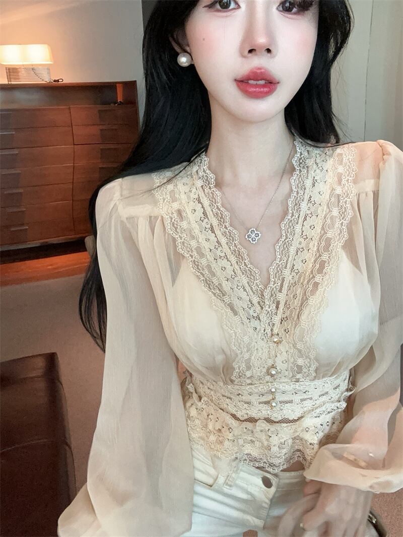 【tops】レースドッキングブラウス　M29390