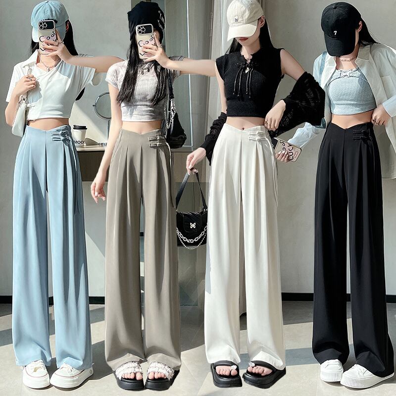 【bottoms】4色ハイウエストスーツパンツF7492