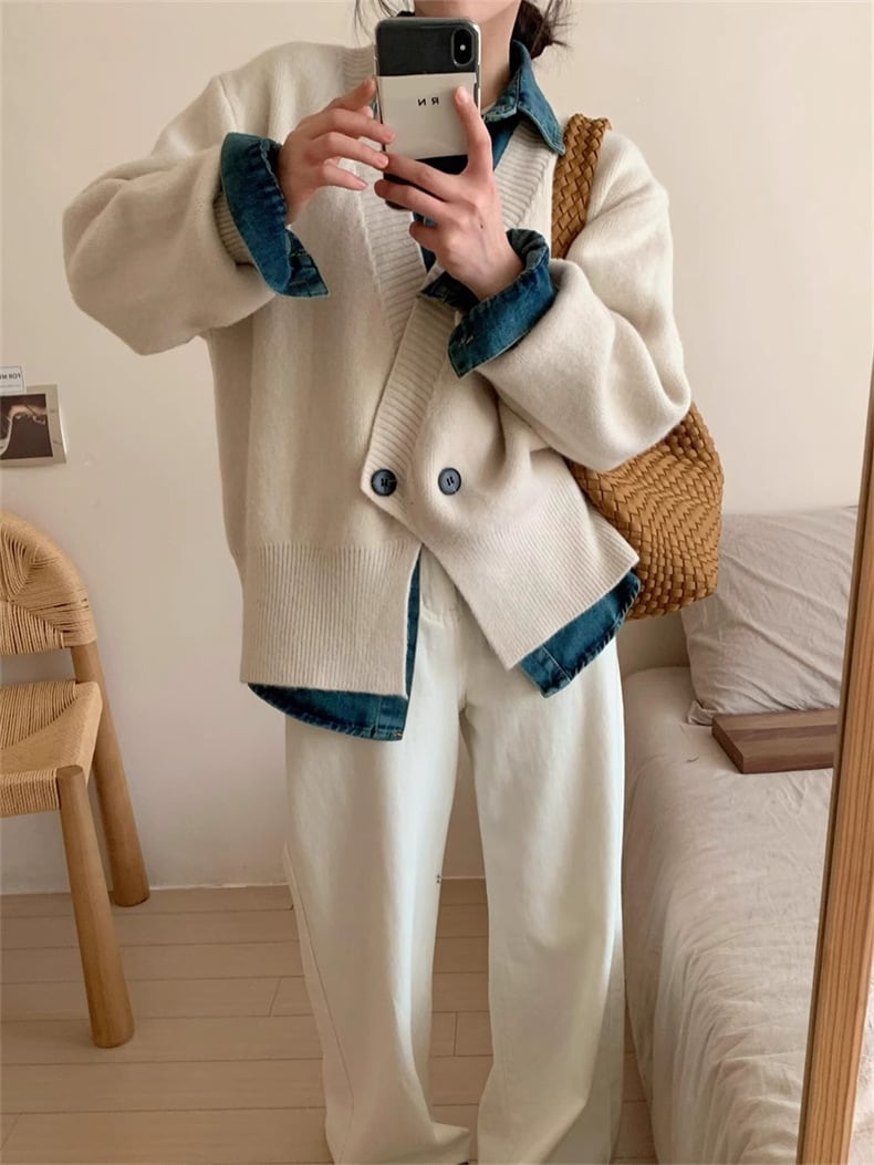 【outer】Vネックニットカーデ　M25974