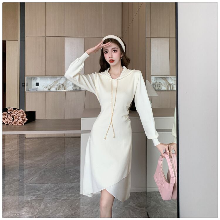 【dress】フード付きニットワンピース　M18536