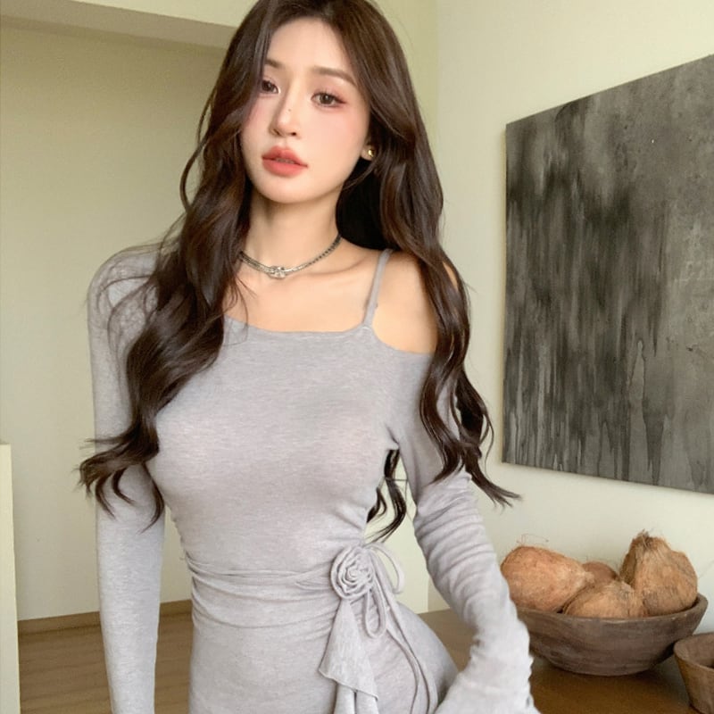 【dress】ワンショルダーミニワンピース Q6913