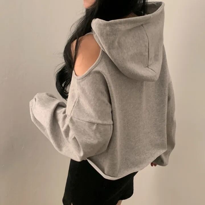 【tops】オフショルダーフーディーパーカー　M18906