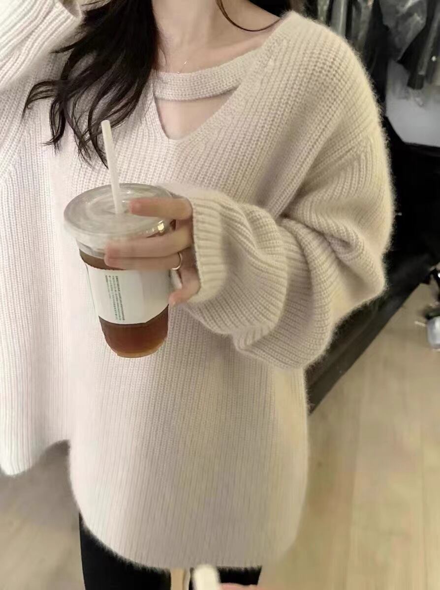 【tops】無地Vネックニットセーター　M17869
