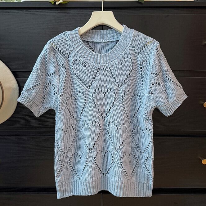 【tops】カットワークニットTシャツ　M29971