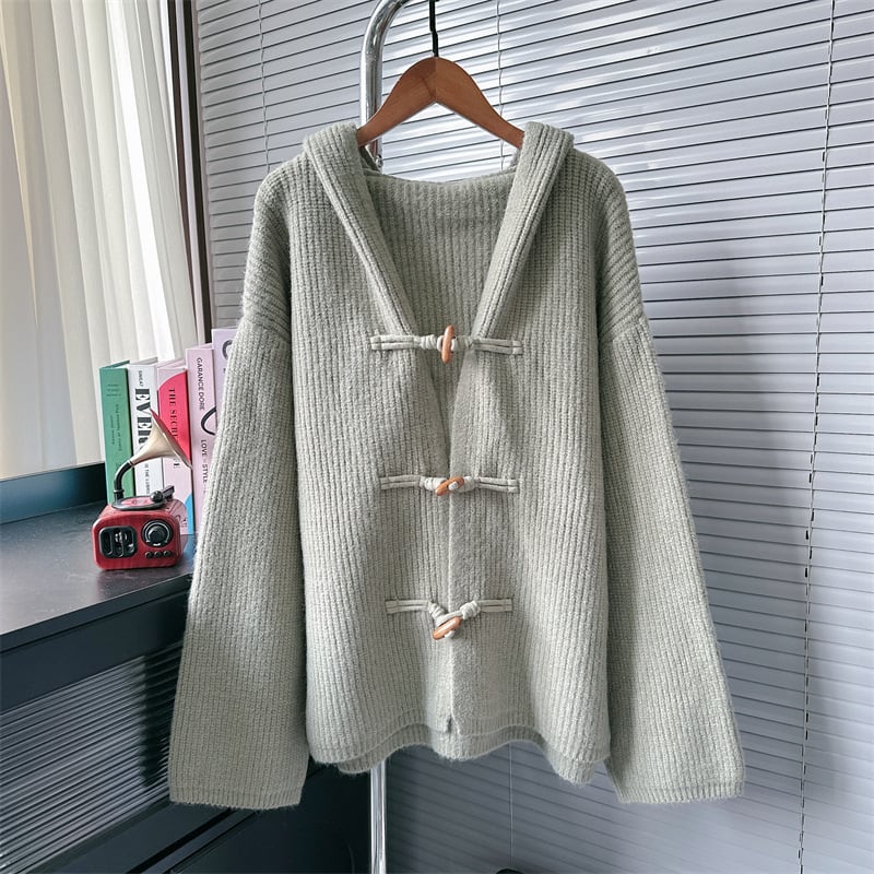 【outer】フード付きニットカーデ　M26388