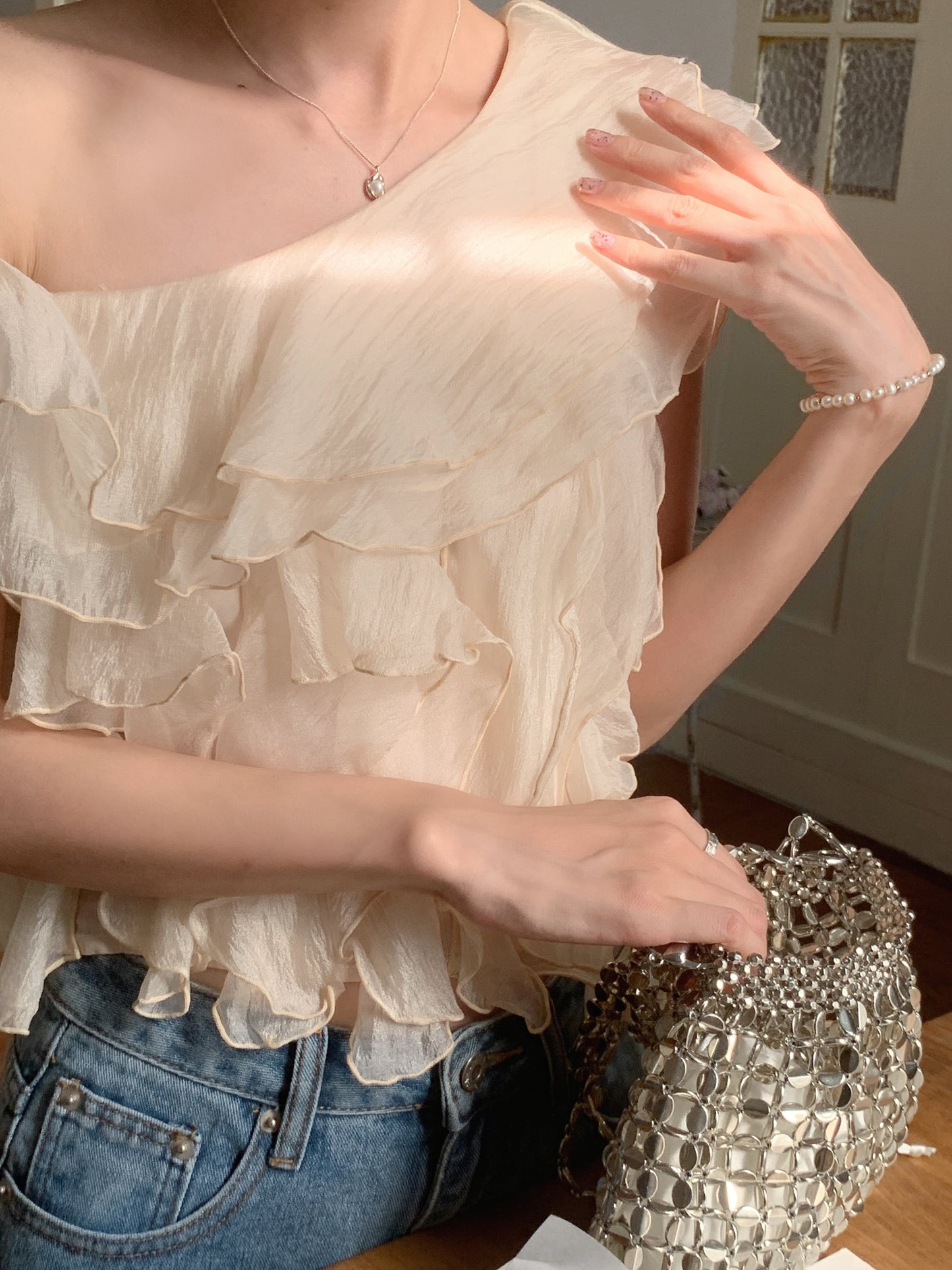 【tops】フリルオフショルダーブラウス　M29771