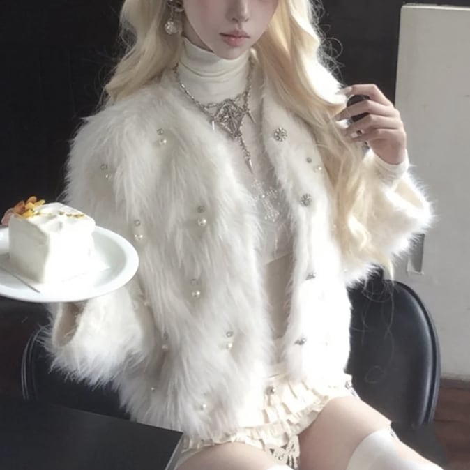 【outer】パールファーニットカーデ　M28407