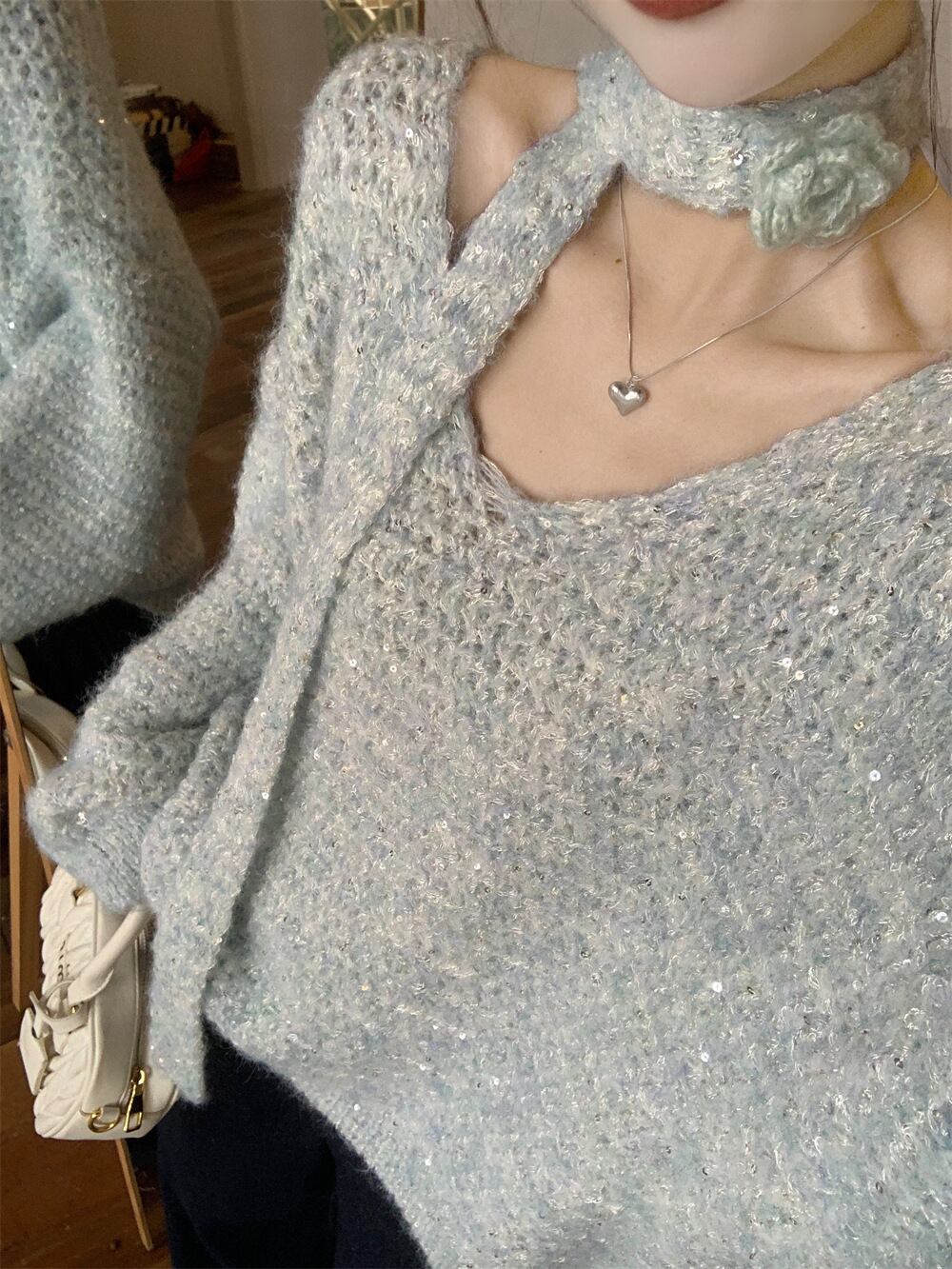 【tops】Vネックニットセーター　M27059