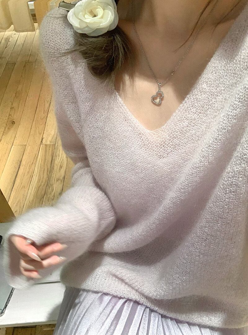 【set】Vネックニットセーター×スカートセット　M29793