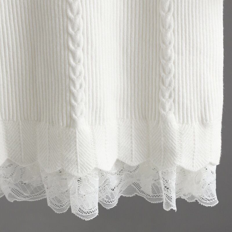 【dress】レース切り替えニットワンピース　M28471