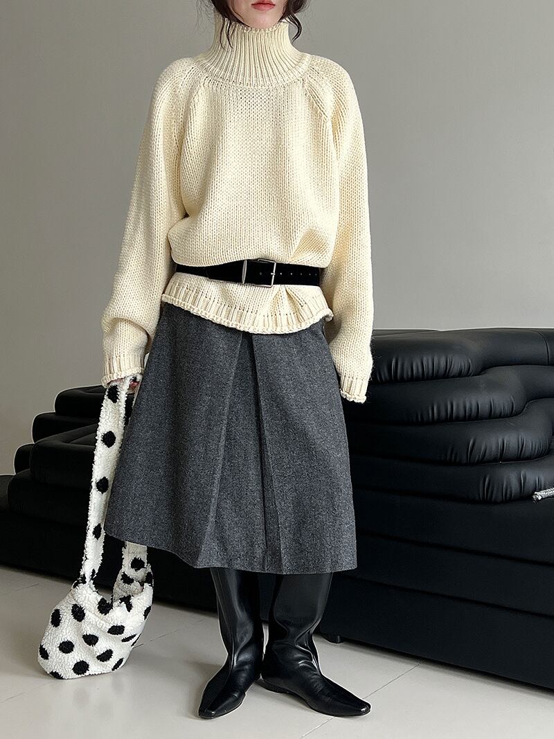 【tops】ハイネックニットトップス Q7305