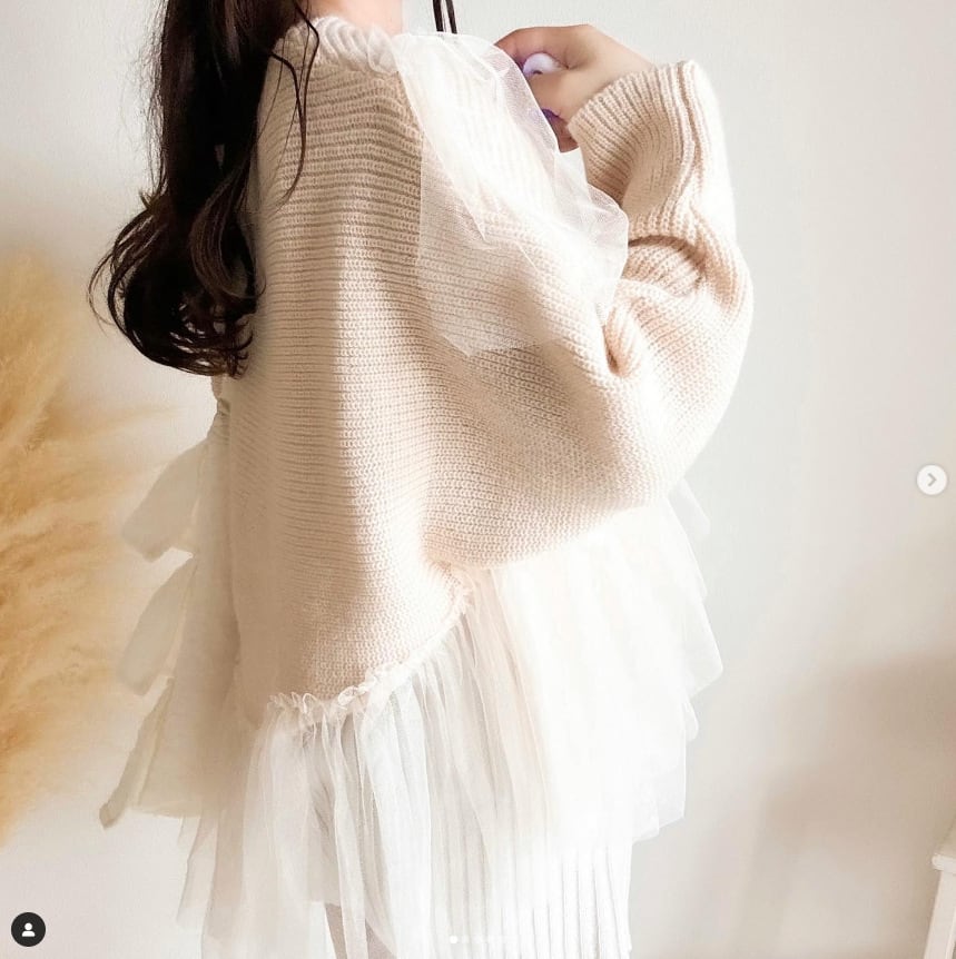【tops】チュールドッキングニットセーター　M27082