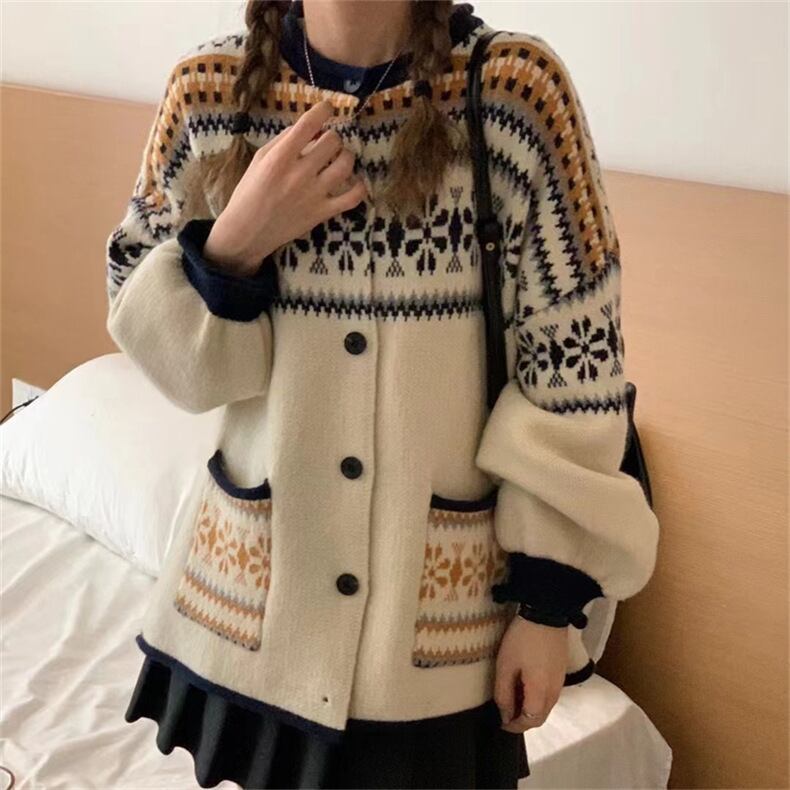 【outer】ジャカードニットカーデ　M27113