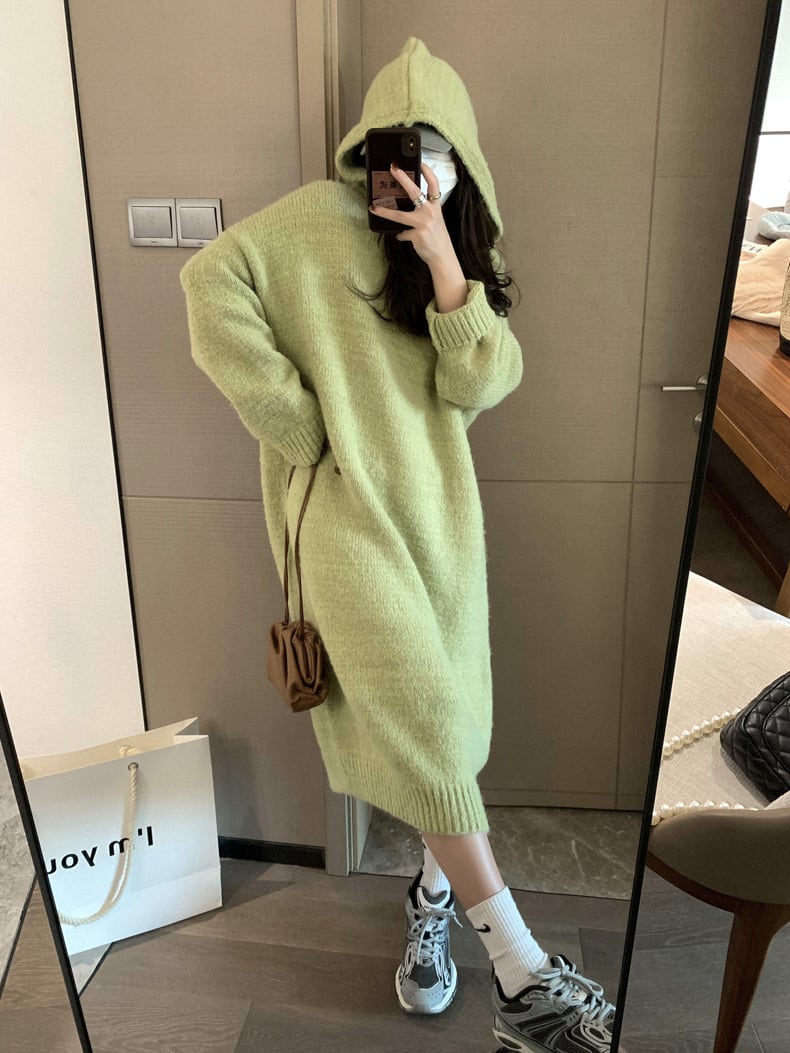 【dress】フード付きニットワンピース　M26317