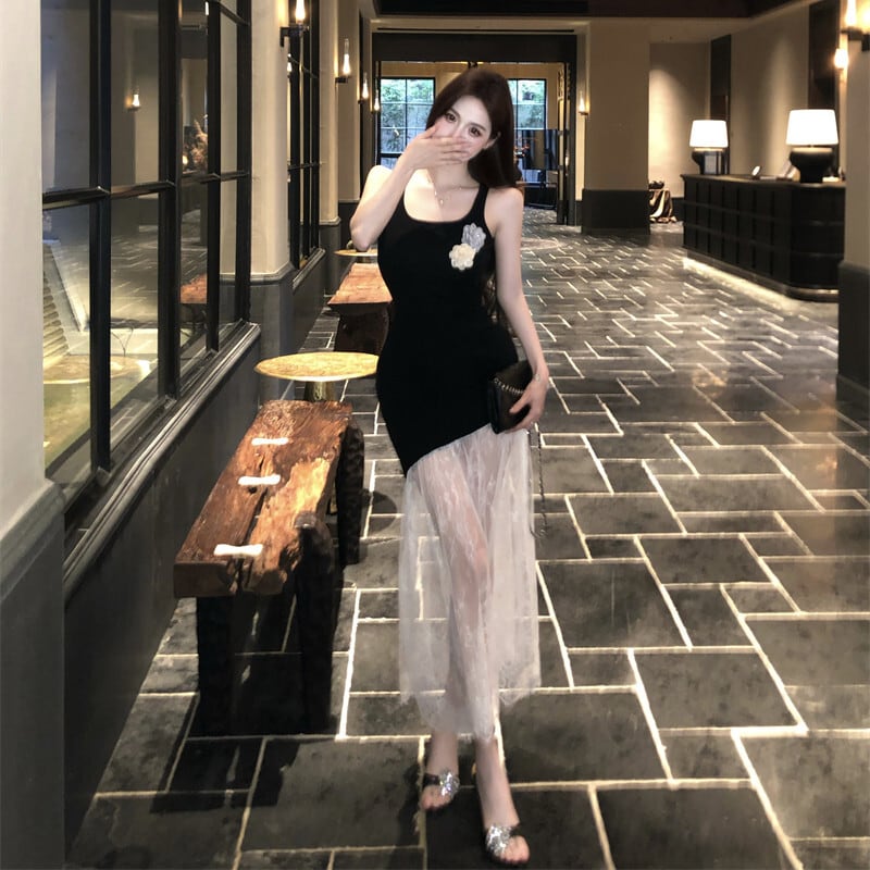 【dress】チュールコンビキャミワンピース　M30179
