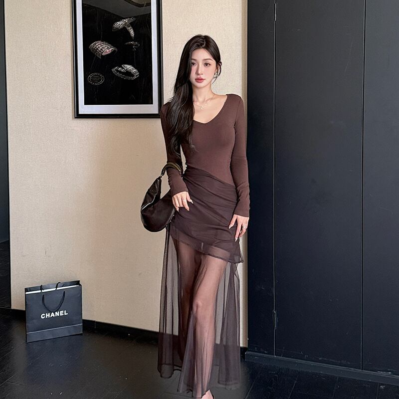 【dress】チュールドッキングワンピース Q6910