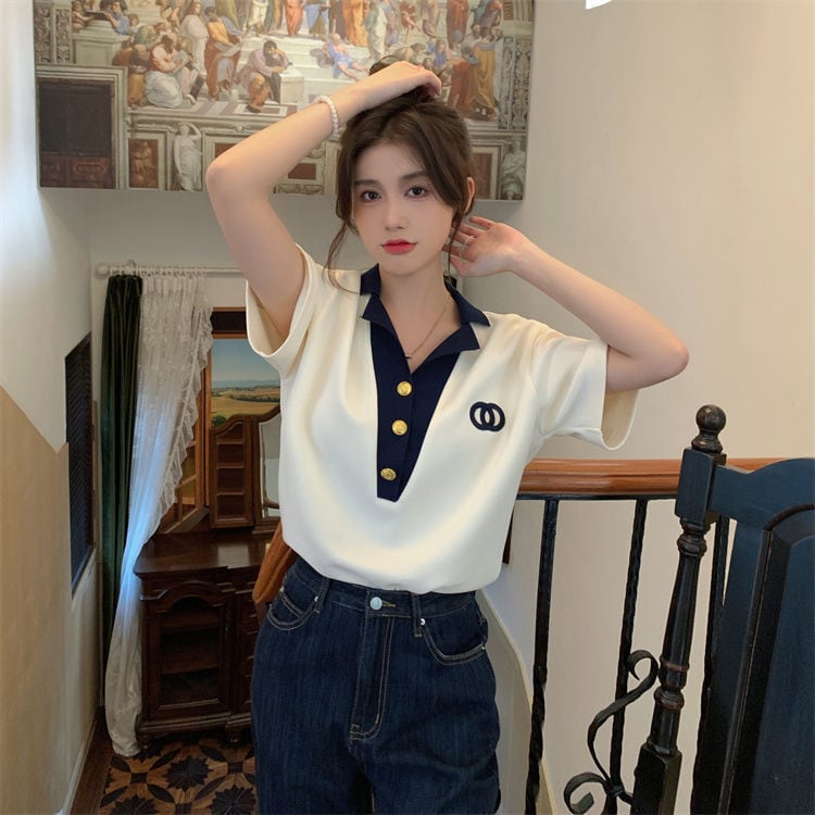 【tops】POLOネックデザインTシャツG21361