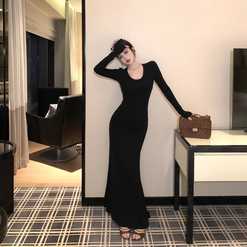 【dress】タイトロングワンピース Q7020