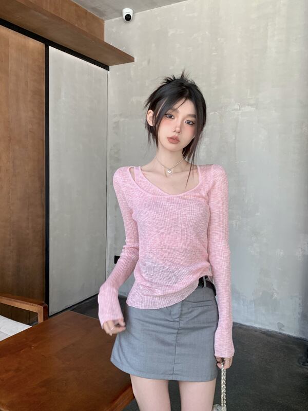 【tops】切り替え長袖Tシャツ　M29689