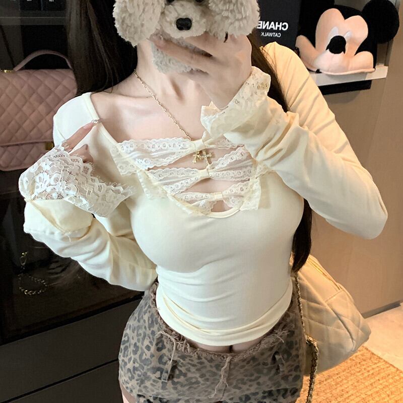 【tops】レース切り替えトップス　M29566