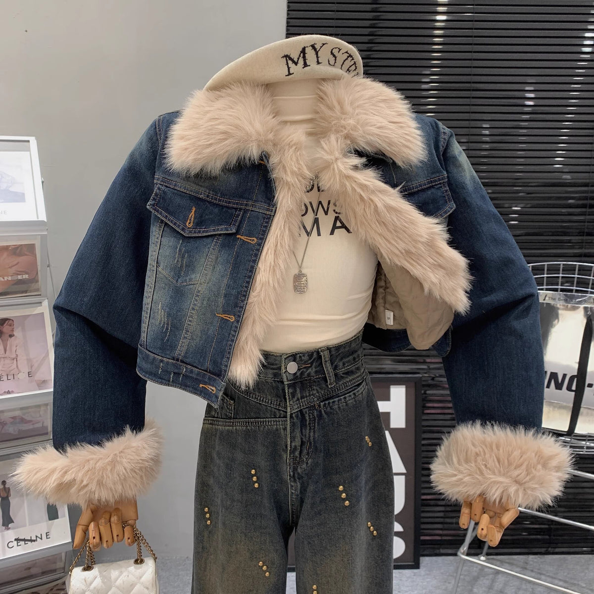【outer】ファーデニムジャケット　M19110
