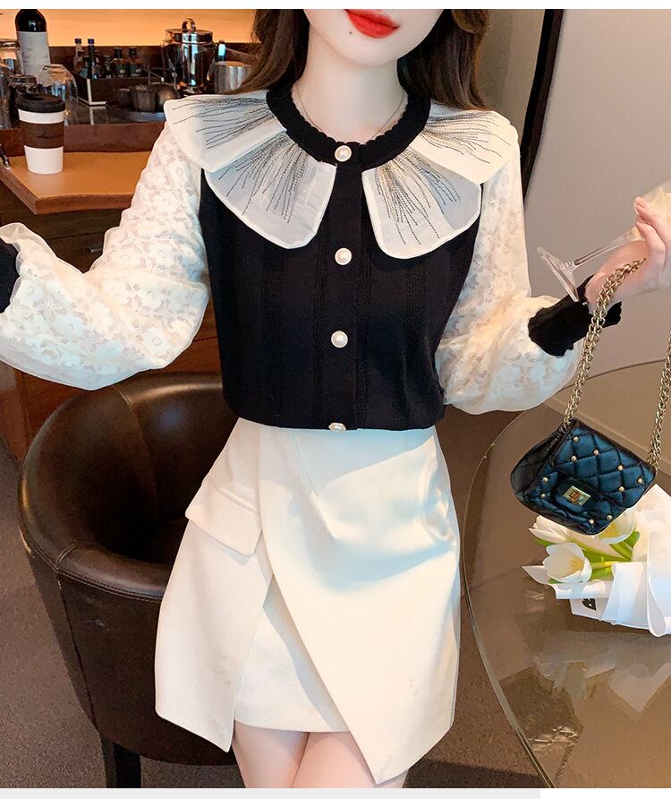 【tops】ドッキングニットトップス　M18814