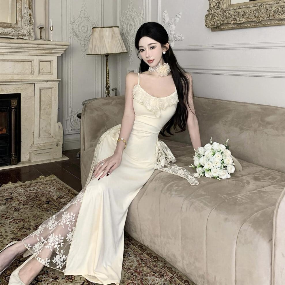 【dress】レース切り替えキャミワンピース　M30005