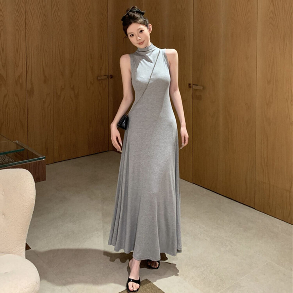 【dress】ハイネックノースリーブワンピース　N2978