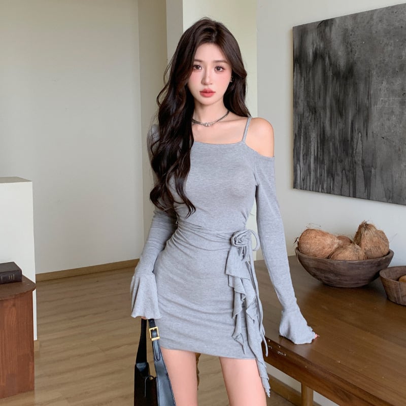 【dress】ワンショルダーミニワンピース Q6913